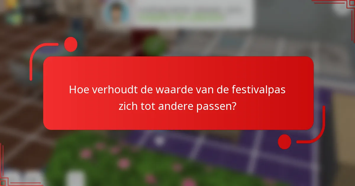 Hoe verhoudt de waarde van de festivalpas zich tot andere passen?
